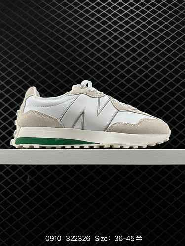 I dettagli perfetti delle 3 scarpe da jogging sportive casual retrò New Balance MS327 a livello azie