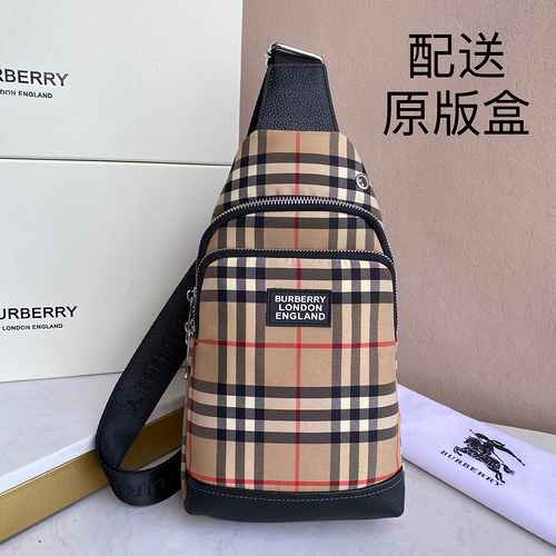 Borsa a petto esclusiva da uomo Burberry realizzata in materiale di tela importato Borsa regalo di c