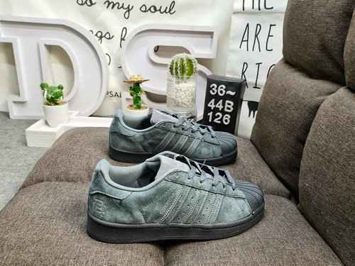 373 126D Pure Original Adidas Superstar Shell Head Classic Board Shoe Pelle scamosciata Grigio chiar