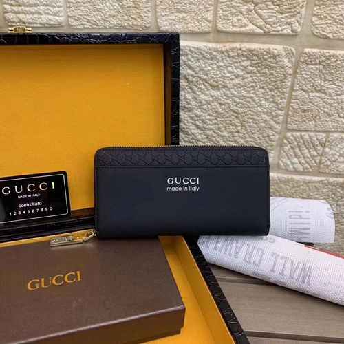 GUCCI Portafoglio da uomo con clip lungo dedicato realizzato in pelle bovina originale importata, bo