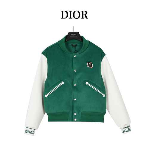 Giacca da baseball in lana con maniche in pelle combinata CDDior 23Fw