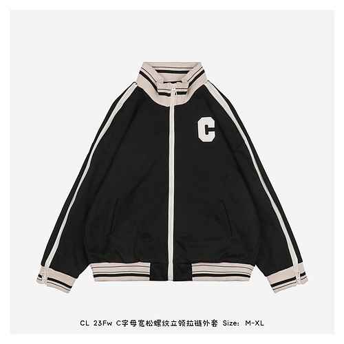 CL 23Fw Cappotto con cerniera sul collo in piedi con filo sciolto e lettera C