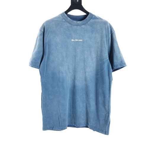 BLCG 23SS T-shirt a maniche corte con logo ricamato con tintura a caldo per l'industria pesante