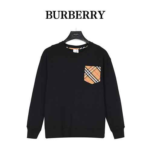 Maglione girocollo a quadri scozzesi con tasca e pannello classico BBR Burberry