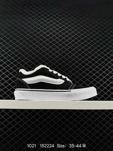 Vans Vans official Knu Skool classic black and white plush white comfortable bread shoes for men and