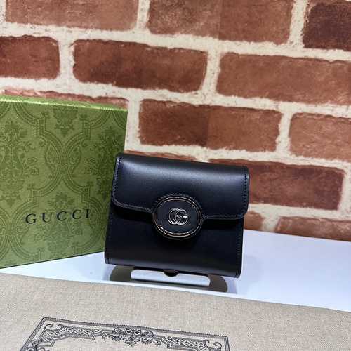 Il portafoglio GUCCI con clip corta adotta una borsa regalo originale importata in pelle bovina di a