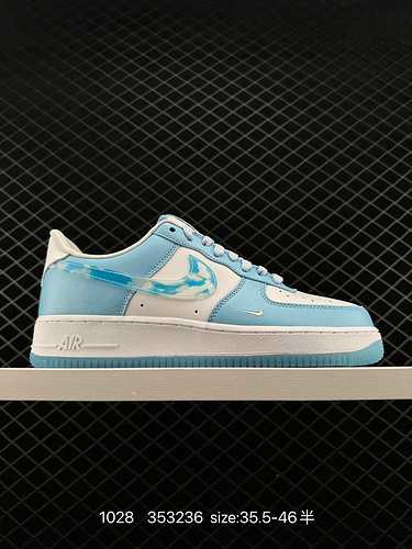 8 Nike Air Force Low Blue Sky e White Cloud Air Force No1 Scarpe da tavola basse sportive e casual U