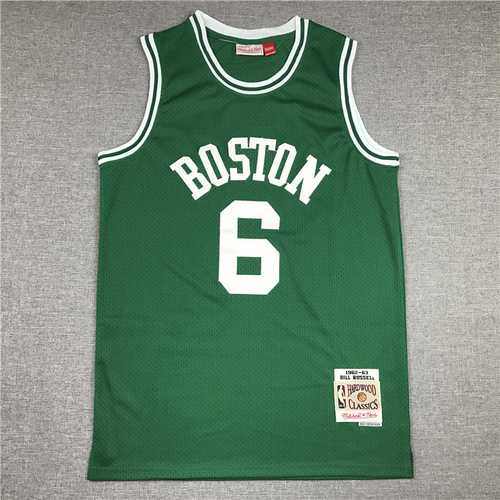 Mitchell&amp; Ness Celtic Number 6 Ring King Bill Russell Vintage Green