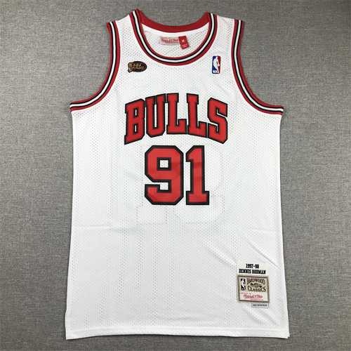 Mitchellampamp Ness Bulls 91 Rodman 98 Finali Bianco