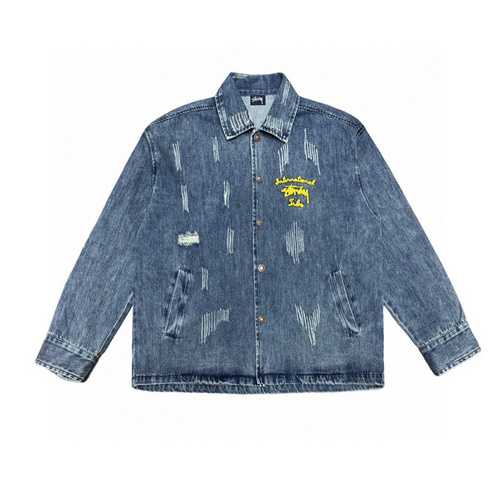 Stu ssyStucy Cappotto in denim vecchio ricamato lavato