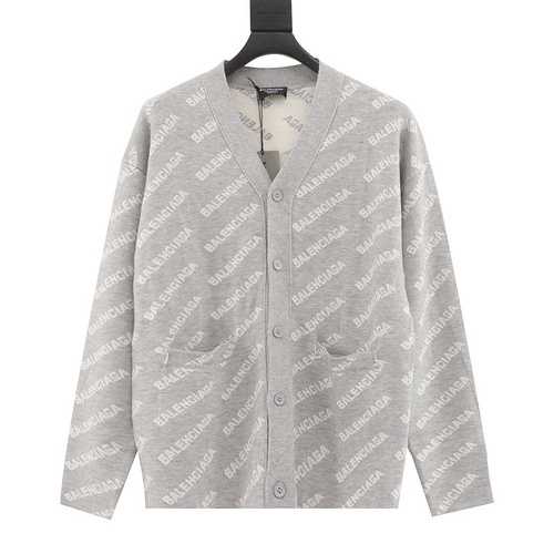 Cardigan lavorato a maglia jacquard in lana con logo Bullet Screen Blcg 22FW